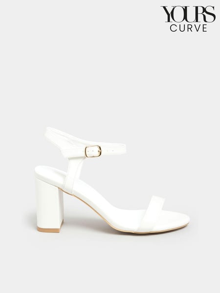 Yours Curve White Extra Wide Fit Wide Fit Block Heel Sandal (K49424) | € 11
