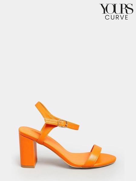 Yours Curve Orange Wide FIt Wide Fit Block Heel Sandal (K49433) | € 10