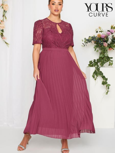 Yours Curve Red London Occasion Lace Puff Sleeve Pleat Maxi Dress (K49465) | € 66