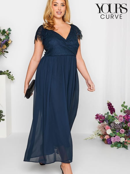 Yours Curve Blue London Occasion Lace Wrap Maxi Dress (K49467) | € 50