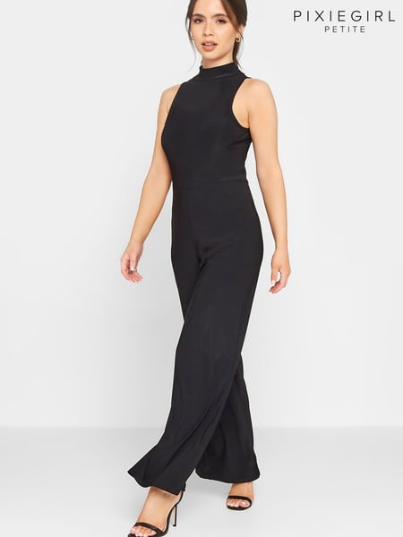 PixieGirl Petite Black Halter Wide Leg Jumpsuit (K51829) | € 11