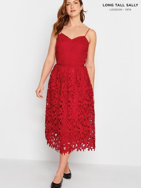 Long Tall Sally Red Lace V-Neck Midi Dress (K53136) | € 47