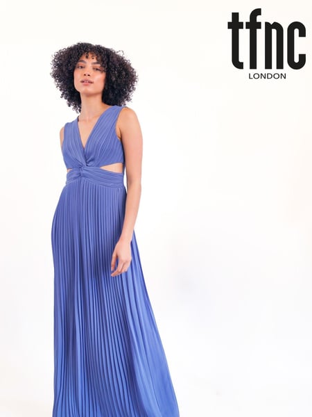 TFNC Blue Fully Pleated Dress With Cut Out Waist (K53164) | € 20