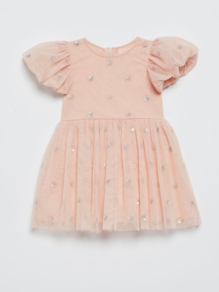 Lipsy Pink Sequin Spot Puff Sleeve Dress - Baby (K54035) | € 10