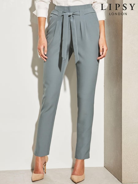 Lipsy Steel Blue Tailored Belted Tapered Trousers (K56633) | € 9