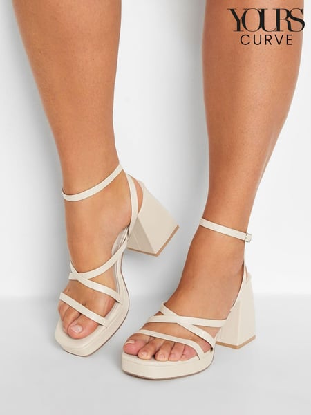 Yours Curve White Extra Wide Fit Wide Fit Chunky Platform Strappy Sandal (K58051) | € 31