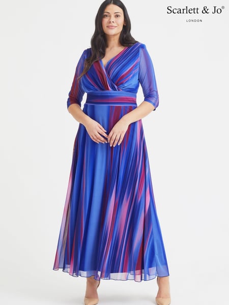 Scarlett & Jo Blue & Purple Ikat Verity Wine Ikat Maxi Dress (K59265) | € 29