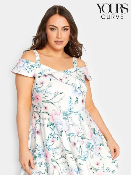 Yours Curve White London Bardot Peplum Top (K60412) | € 11
