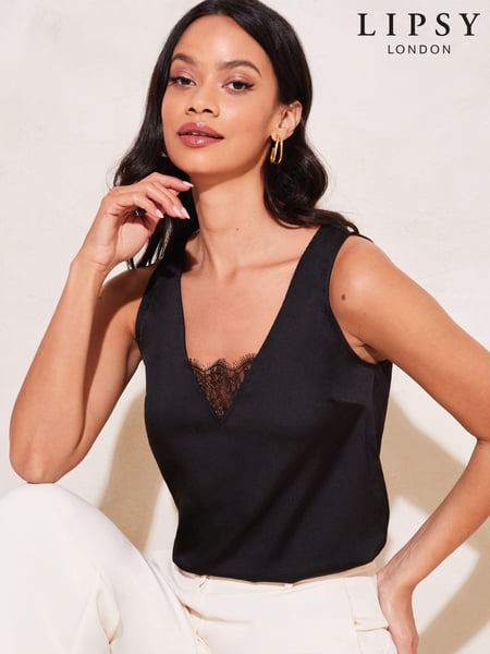 Lipsy Black V Neck Cami Vest Top (K62640) | € 19