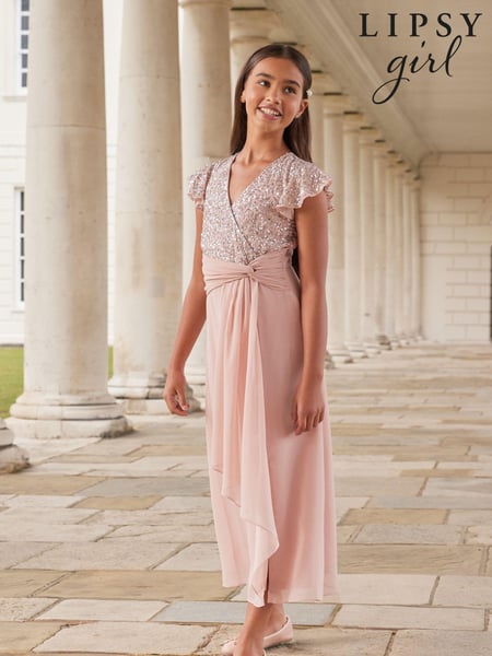 Lipsy Pink Flutter Sleeve Occasion Maxi Dress - Teen (K69255) | € 15 - € 17