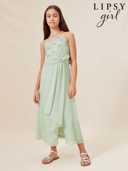 Lipsy Sage Green Strap Maxi Prom Dress (K69262) | € 30 - € 35