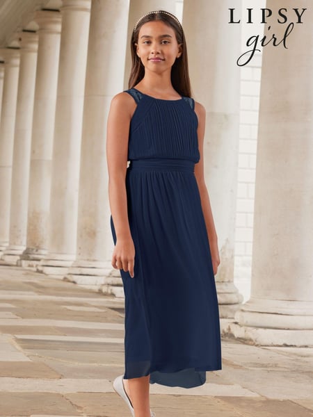 Lipsy Navy Blue Embellished Strap Midi Occasion Dress (K69264) | € 14 - € 16