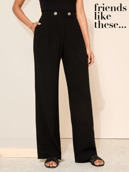 Friends Like These Black Wide Leg Trousers With Linen (K70062) | € 24