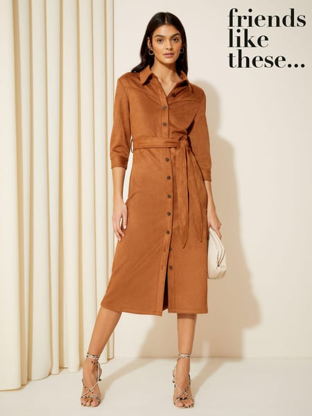 Friends Like These Camel Suedette Maxi Dress (K70586) | € 16