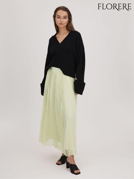 Florere Lace Pleated Midi Skirt (K72533) | € 278