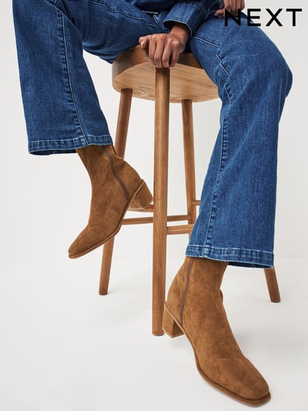 Tan Brown Forever Comfort® Sock Ankle Boots (K72599) | € 29