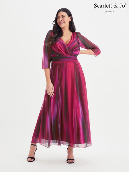 Scarlett & Jo Wine Curve Verity Print Maxi Gown (K73062) | € 148