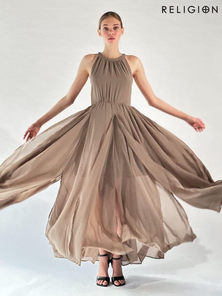 Religion Natural Dusk Halter Neck Maxi Dress With Full Skirt (K73522) | € 70