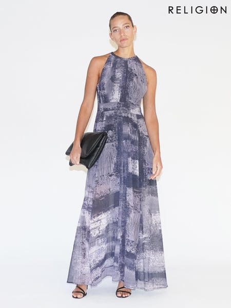 Religion Black Halterneck Maxi Dress In Beautiful Prints (K73575) | € 71
