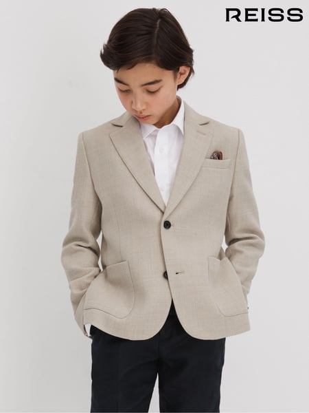 Reiss Stone Attire 3-9 yrs Textured Wool Blend Single Breasted Blazer (K74339) | € 153