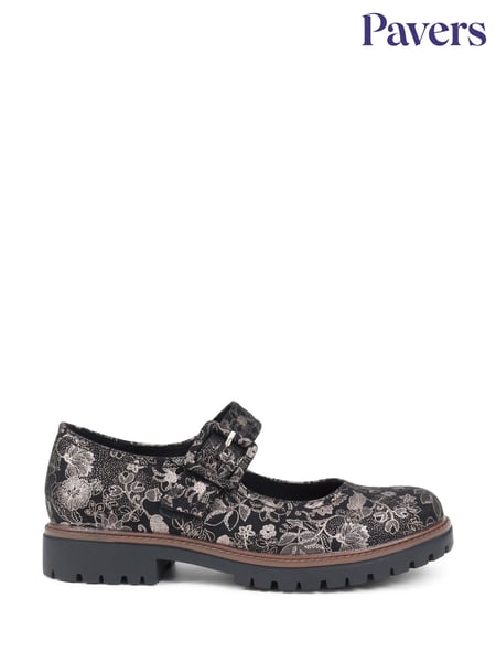 Pavers Black/ White Mary Jane Buckle Shoes with Chunky Sole (K77846) | € 51