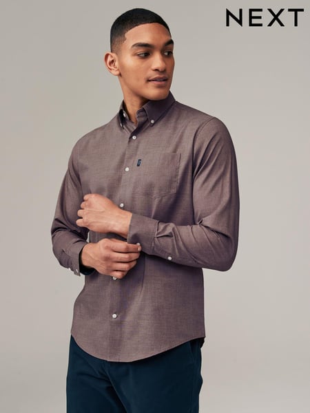 Damson Pink Marl Regular Fit Button Down Easy Iron Oxford Shirt (K77927) | € 18