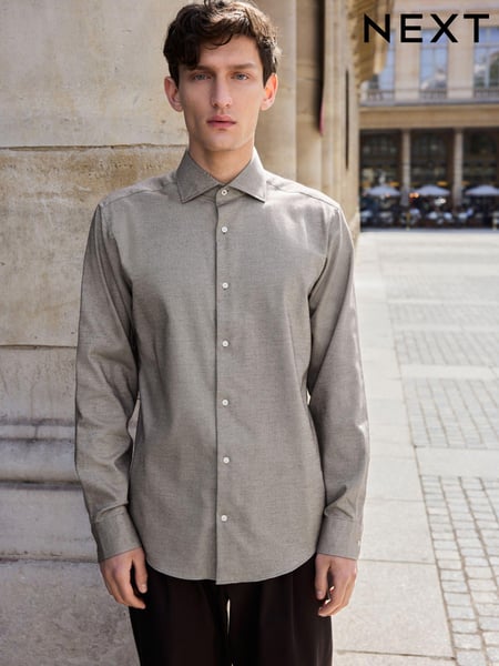 Neutral Brown Regular Fit Brushed Flannel 100% Cotton Shirt (K77940) | € 15