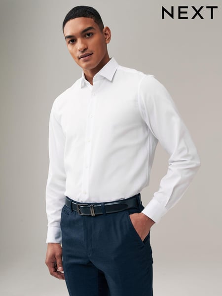 White Regular Fit Trimmed Easy Care Single Cuff Oxford Shirt (K78269) | € 48
