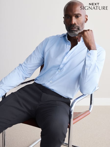 Light Blue Regular Fit Premium Two-Fold Cotton Shirt (K78273) | € 67