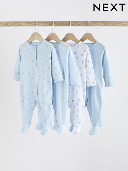 Blue 4 Pack Baby Bear Sleepsuit (0-2yrs) (K79478) | € 26 - € 28