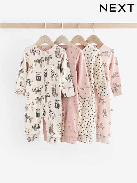 Pink Mono 4 Pack Baby Footless Sleepsuits (0mths-3yrs) (K79492) | € 37 - € 40