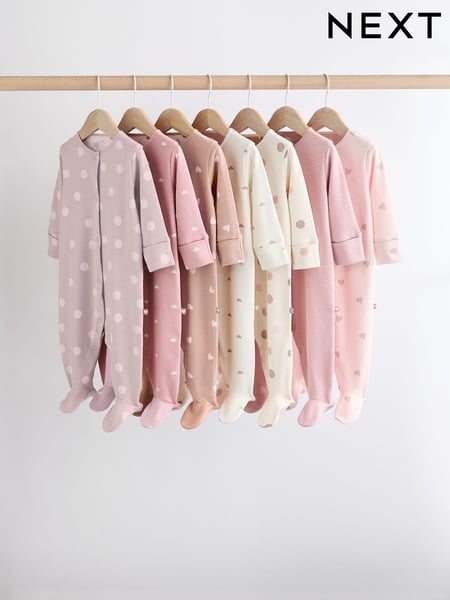 Pink 7 Pack Baby Sleepsuits (0mths-3yrs) (K79495) | € 57 - € 60