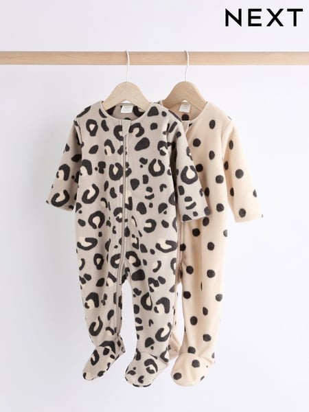 Neutral Animal Baby Microfleece Zip Sleepsuits 2 Pack (K79504) | € 19 - € 21