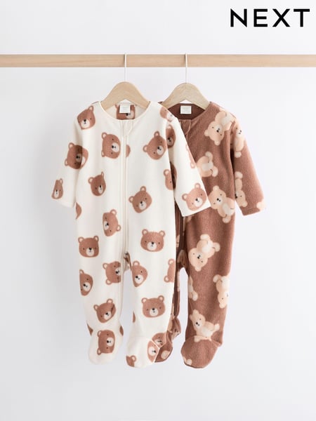 Neutral 2 Pack Baby Microfleece Sleepsuits (K79525) | € 19 - € 21