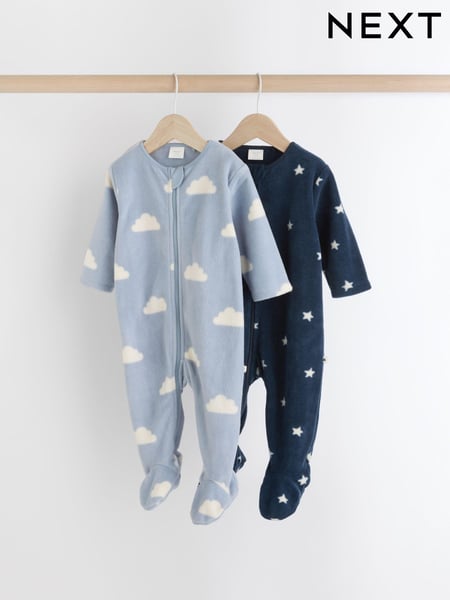 Blue Star/Cloud Fleece Sleepsuits 2 Pack (K79530) | € 19 - € 21