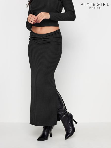 PixieGirl Petite Black Twist Maxi Skirt (K79558) | € 34