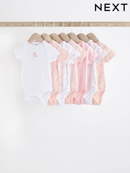 Pink Bunny 7 Pack Short Sleeve Bodysuits (K79568) | € 21 - € 24