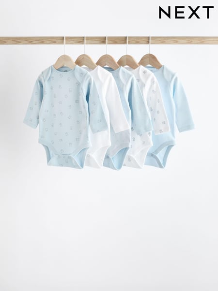 Blue 5 Pack Baby Bear Long Sleeve Bodysuits (K79651) | € 17 - € 20