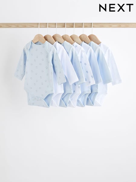 Blue 7 Pack Baby Bear Long Sleeve Bodysuits (K79653) | € 23 - € 26