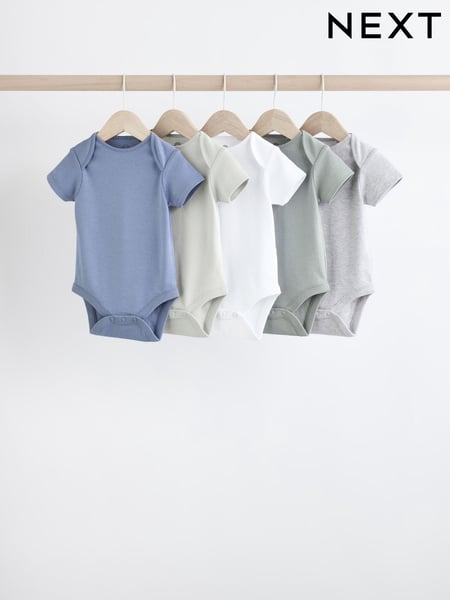 Grey/White Short Sleeve Bodysuits 5 Pack (K79671) | € 17 - € 20