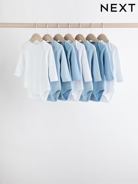 Blue 7 Pack Baby Long Sleeve Bodysuits (K79692) | € 20 - € 23