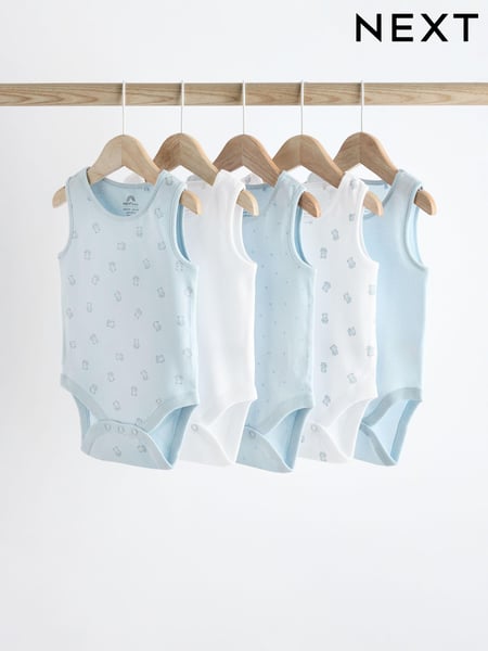Blue Bear Print Baby Vests 5 Pack (K79695) | € 16 - € 18
