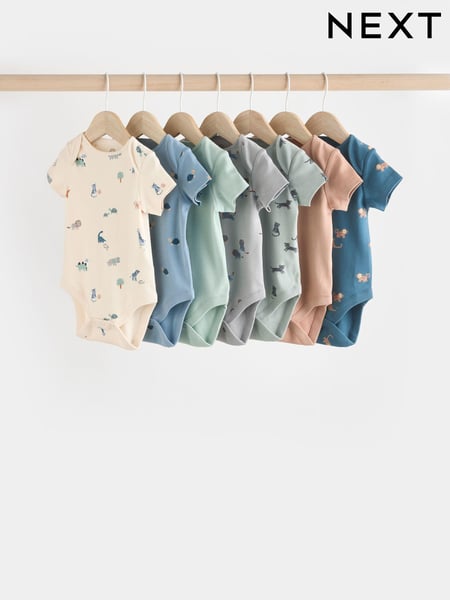 Teal Blue Baby 100% Cotton Bodysuits 7 Pack (K79790) | € 28 - € 31
