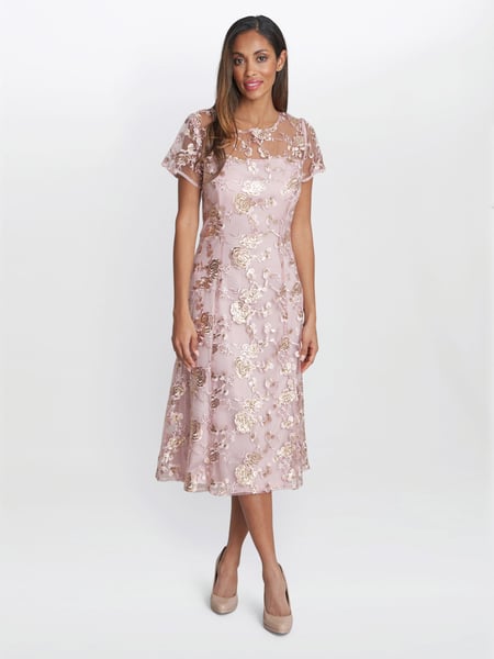 Gina Bacconi Pink Davina Embroidered A Line Dress (K80008) | € 226