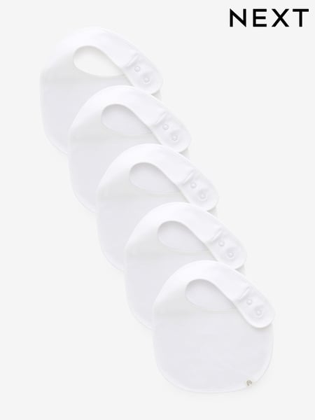 White 100% Cotton Baby Bibs 5 Pack (K80216) | € 10