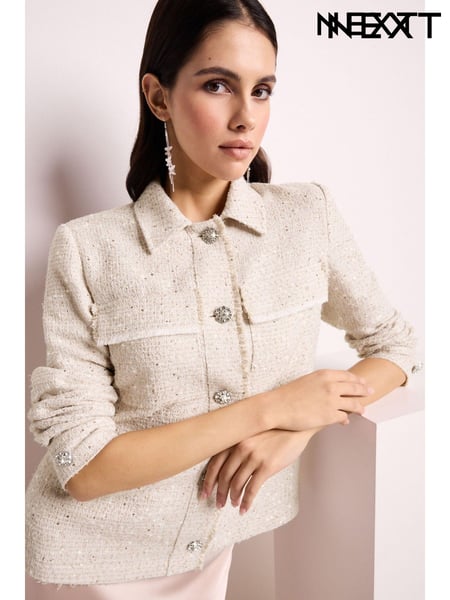 Neutral Boucle Sequin Shacket (K80380) | € 20