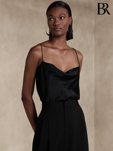 Banana Republic Black Charlotte 100% Silk Cowl Neck Camisole (K81142) | € 148