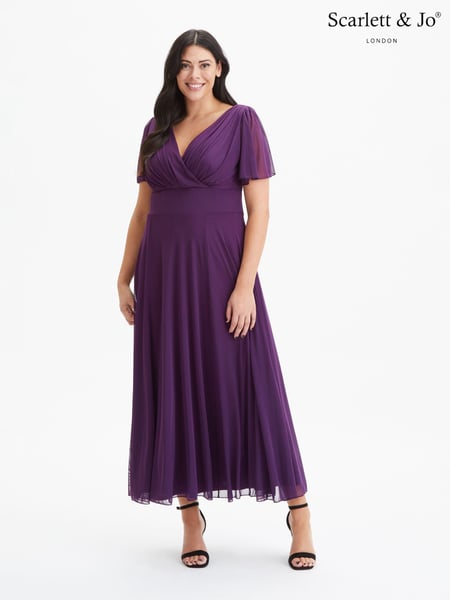 Scarlett & Jo Purple Curve Angel Sleeve Maxi Dress (K81697) | € 140