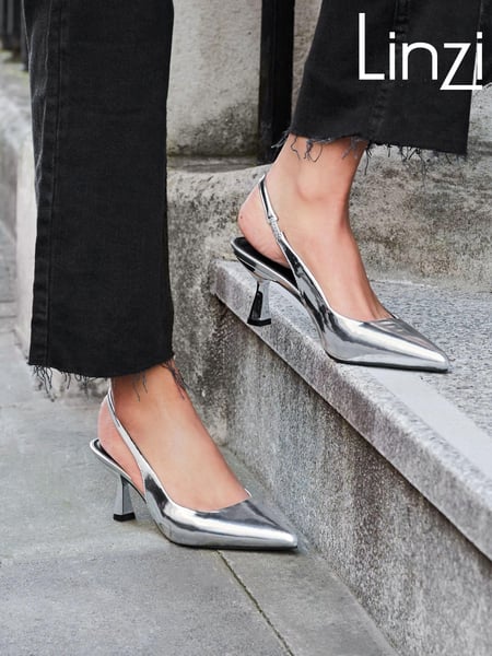 Linzi Silver Presley Stiletto Pointed Court Heels (K81771) | € 56