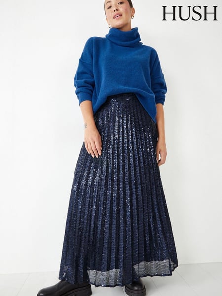 Hush Blue Clio Pleated Sequin Skirt (K82280) | € 40